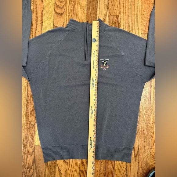 Mens Merino Wool Sweater Size L Gray Pullover Quarter Zip Mock Neck - Picture 6 of 8